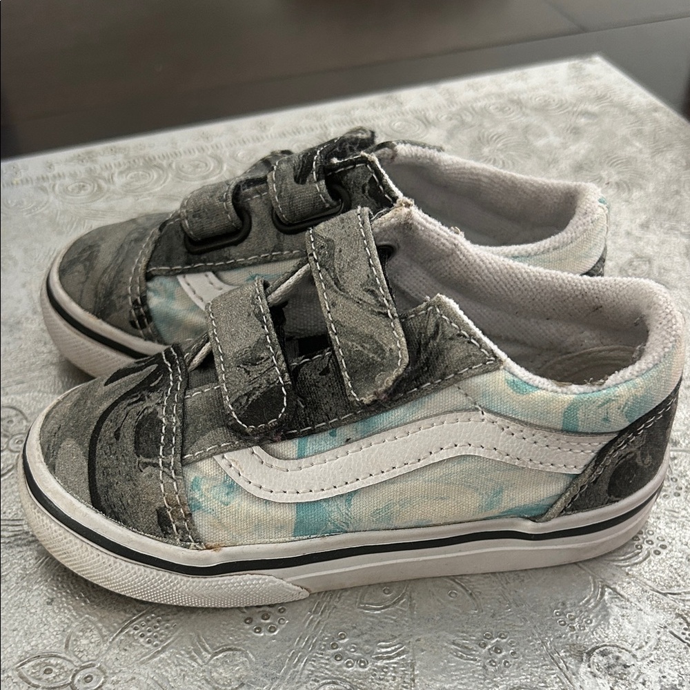 Toddlers size 7 black, white, blue Vans sneakers